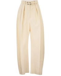 Max Mara - Spxidoneo – Wide Leg Cotton Trousers With Integrated Belt - Lyst