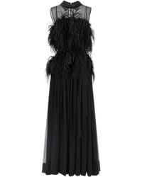 Alberta Ferretti - Chiffon And Feather Dress - Lyst