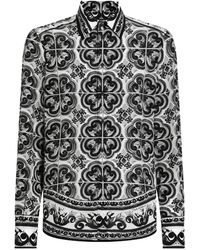 Dolce & Gabbana - Majolica-Print Silk Shirt - Lyst