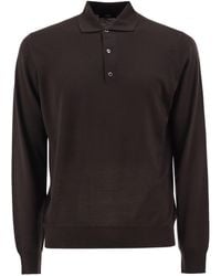 Alpha Studio - Extrafine Merino Wool Knitted Polo Shirt - Lyst