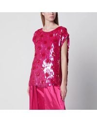 Dries Van Noten - Fuchsia Silk Top With Sequins - Lyst