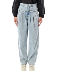 Isabel Marant - Iniza Wide-Leg Pleated Denim Jeans - Lyst