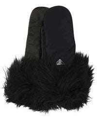 Prada - Nylon And Nappa Leather Gloves - Lyst