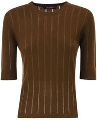 Max Mara - Maxmara Studio Mstragno – Slim-Fit Silk And Wool Ribbed Knit Top - Lyst