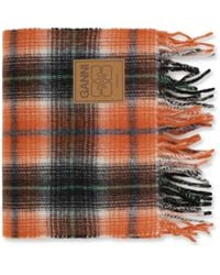 Ganni - Checked Wool Scarf - Lyst