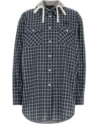 Miu Miu - Check-Pattern Hooded Shirt - Lyst