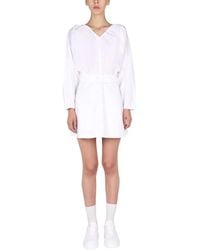 Patou - Solid V Neck Mini Dress - Lyst