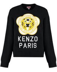KENZO - Wool-Blend Crew-Neck Sweater With Tiger Academy Front Intarsia - Lyst