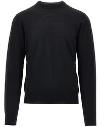 Emporio Armani - Virgin Wool Sweater With Eagle Embroidery - Lyst