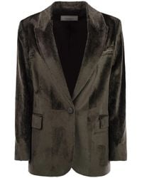 Peserico - Velvet Blazer With Thousand Stripes - Lyst