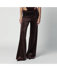 ANDAMANE - Velvet-Effect Trousers With Draped Waistband - Lyst