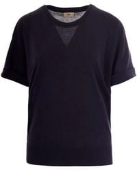 Herno - Lyocell Cotton Pleated Round-Neck T-Shirt - Lyst