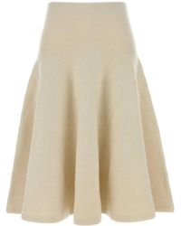 Alaïa - Ivory Stretch Cashmere Blend Skirt - Lyst