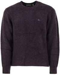Carhartt - Mélange Crew Neck Knit With Embroidered Logo - Lyst
