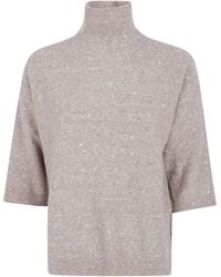 Seventy - Mock Neck Sweater With Pailletes - Lyst