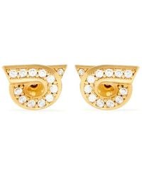 Ferragamo - Gancini Earrings With Rhinestones (S) - Lyst