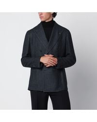 Tagliatore - Petrol Double-Breasted Wool And Silk Jacket - Lyst