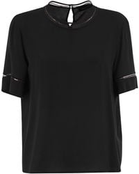 Fabiana Filippi - Acetate And Silk Crêpe Blouse With Embroidered Trims - Lyst