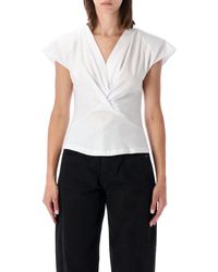 Isabel Marant - Nadrine Draped Cotton Jersey T-Shirt - Lyst