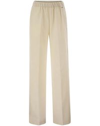 Herno - Wide-Leg Flannel-Effect Trousers With Elasticated Waistband - Lyst