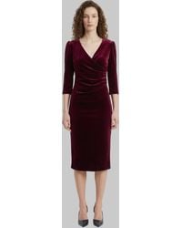 SUTTON NEW YORK - Bordeaux Velvet Midi Dress - Lyst