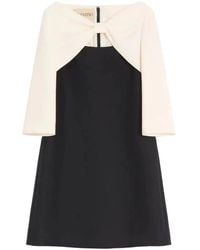 Valentino Garavani - Crepe Couture Short Dress With Bow And Contrasting Sleeves - Lyst