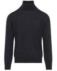 Brunello Cucinelli - Dark Virgin Wool Cashmere Turtleneck - Lyst