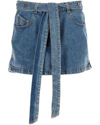 The Attico - Denim Skirt With Belt Cotton - Lyst