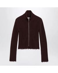 MM6 by Maison Margiela - Chocolate Rib-Knit Zip Cardigan - Lyst