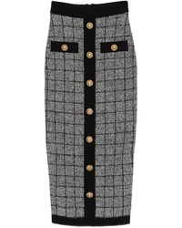 Balmain - Tweed Long Skirt - Lyst