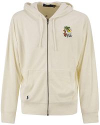 Polo Ralph Lauren - Cotton Blend Zip Hoodie With Tropical Embroidery - Lyst