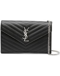 Saint Laurent - Monogram Quilted Leather Envelope Clutch - Lyst