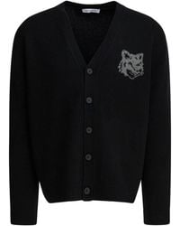 Maison Kitsuné - Wool Cardigan With Fox Head - Lyst
