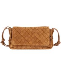 Bottega Veneta - Light Notturno Intrecciato Suede Pouch With An Adjustable Sliding Knot Shoulder Strap - Lyst
