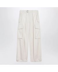 Loewe - Ivory Cotton And Silk Cargo Trousers - Lyst