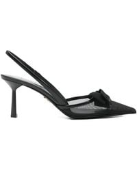 Prada - Bow Detail Mesh Slingback Pumps - Lyst