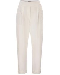 Brunello Cucinelli - Stretch Cotton Gabardine Jogging Trousers - Lyst