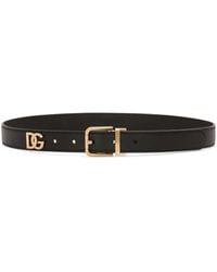 Dolce & Gabbana - Signature Plaque Calfskin Belt - Lyst
