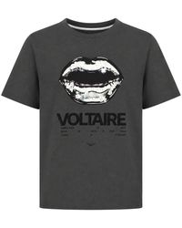 Zadig & Voltaire - Zadig&Voltaire Tommer Tour Lips Strass T-Shirt - Lyst