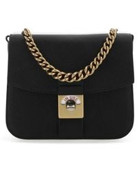 Maison Margiela - Two-Tone Leather And Cotton New Lock Square Handbag - Lyst