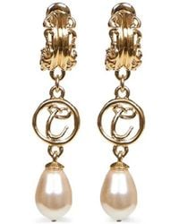 Chloé - Brass & Glass Pearl Pendent Earrings - Lyst