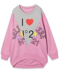 N°21 - Crewneck Sweatshirt Logo And Heart - Lyst