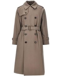 Caruso - Cotton Double-Breasted Long Trench-Coat - Lyst