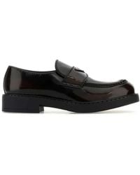 Prada - Dark Leather Chocolate Loafers - Lyst