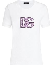 Dolce & Gabbana - Dolce & Gabbana Cotton T-Shirt With Logo Appliqué - Lyst