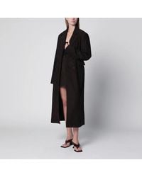 ROTATE BIRGER CHRISTENSEN - Dark Double-Breasted Suede Coat - Lyst