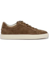 Tod's - Suede Sneakers With Stamped Logo - Lyst