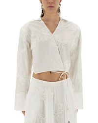 ROTATE BIRGER CHRISTENSEN - Wrap-Around Shirt Top - Lyst