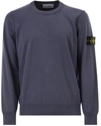 Stone Island - Crew Neck Jumper With Small Lapel - Lyst