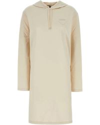 Prada - Cream Stretch Cotton Sweatshirt Dress - Lyst
